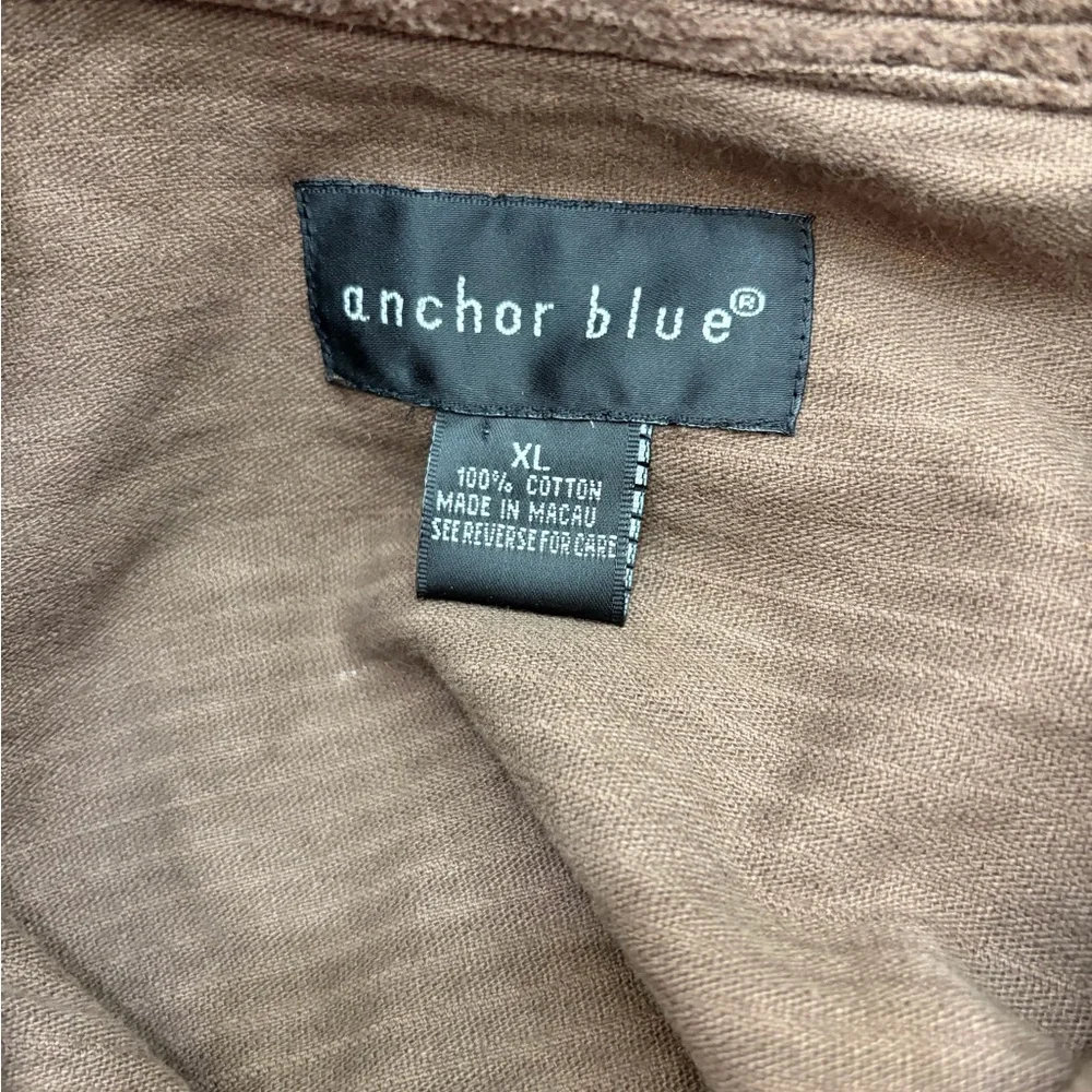 Vtg 90s Anchor‎ Blue Heavy Corduroy Shacket Oversized Brown Shirt Jacket Y2K